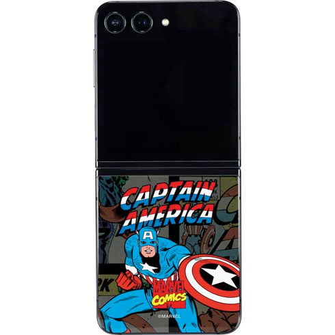 Marvel Classic Comics Captain America Vintage Galaxy Z Flip5 5G Skin